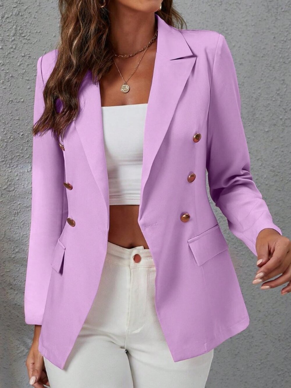 Purple Elegant Women's Casual Single Breasted Blazer
